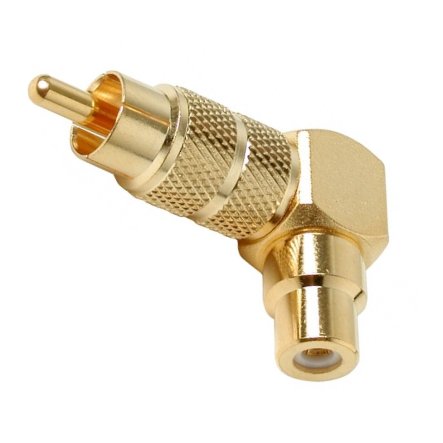 39-854-00051-Adapter Winkeladapter Cinchstecker auf Buchse vergoldet