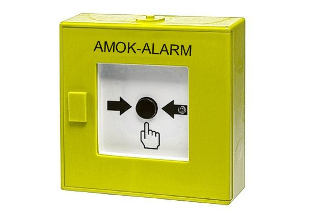 Hausalarm_Gelb_Aufputz_95-837-00850 Hausalarm AMOK Alarmtaster GELB EN60849 125x125x37mm Handmelder