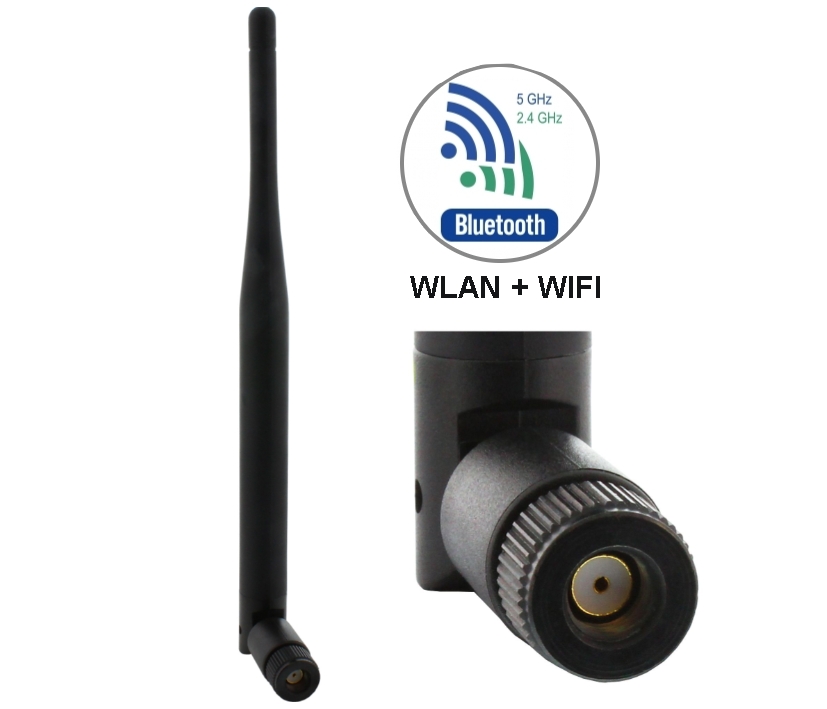 Antenne_SMA_REVERSE_Stecker_WLAN_Bluetooth_78-375-00290 WLAN Antenne 2,4-5,8Ghz mit SMA-REV-Stecker auch für Bluetooth geeignet