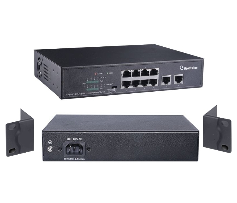 19zoll_POE_Switch_66-840-09218 PoE 19zoll Switch 10Port davon 8xPoE GV-APOE810 Gigabit