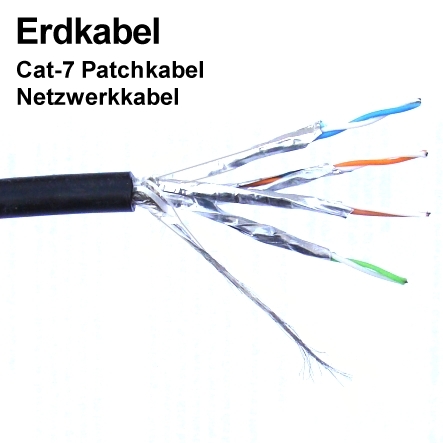 12m Patchkabel Erdkabel CAT7 Black - Restposten  Rest aus Rollenware