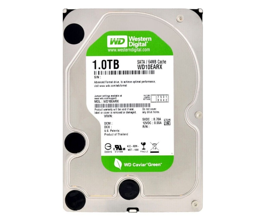 1TB Festplatte SATA 5400Umin 64MB Cache 3,5zoll WD10EARX WD-Green Refurbished