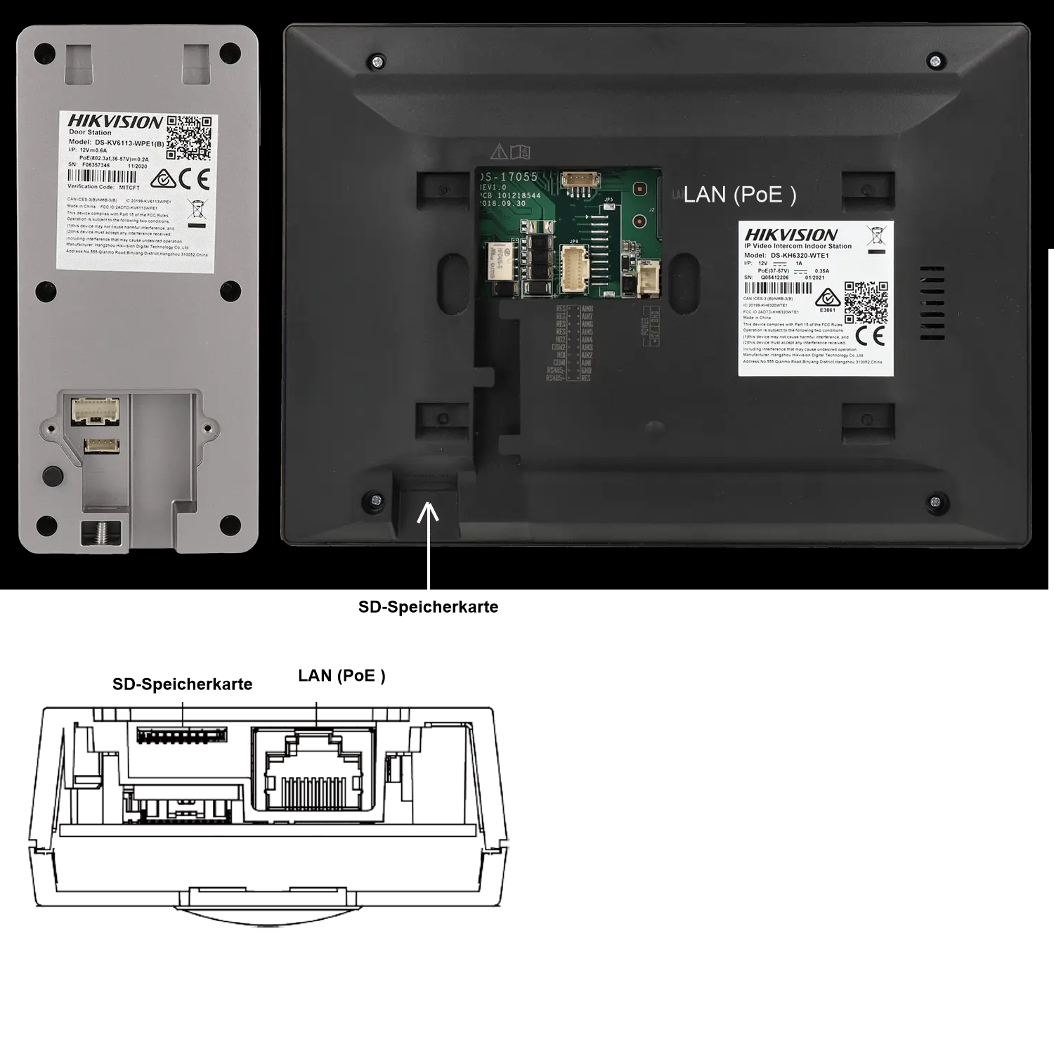 Türsprechsystem 1-Fam DS-KIS603-P mit 2MP Türstation 7zoll Monitor RFID Leser LAN PoE 12V WiFi APP