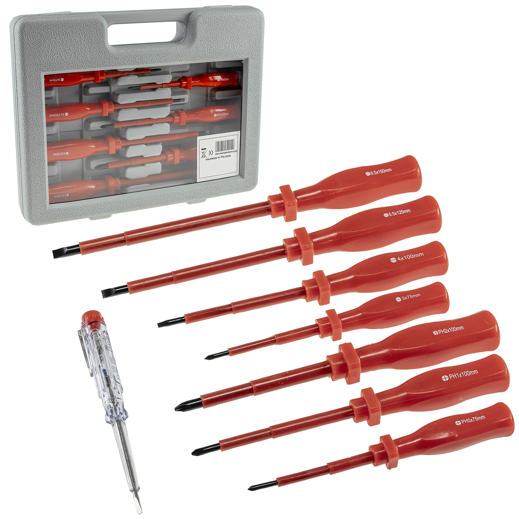 97-905-00603_Schraubendreherset_B02 Schraubendreherset 8-tlg isoliertes Elektriker Sortiment mit Koffer Kreuz Schlitz