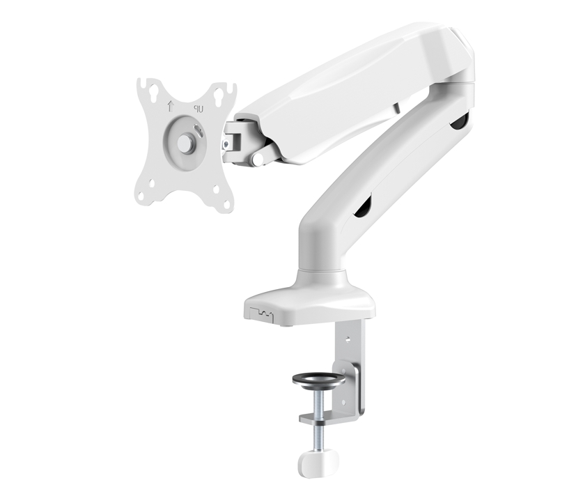 Tisch_Bildschirmhalter_Weiss_85-770-00625 Monitorhalter Tischhalter 3D Monitorhalter 17-32zoll mit Gelenk und Gasfeder VESA Norm Weiss
