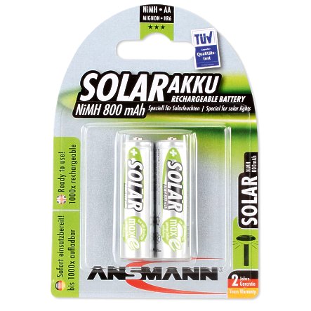 33-175-00077-Solar-Akku AA Mignon Akku 800mA NiMH für Solarleuchten 2er Pack