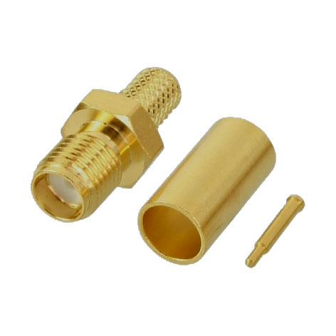 39-874-00195_sma-kupplung-reverse-bild01 RP SMA Kupplung REVERSE für RG58 Crimpversion kurzes Gewinde