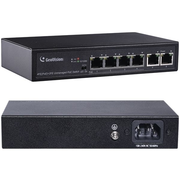 66-840-09204_PoE_Switch_Geovision_B029D62NVfM1eWma LAN RJ45 PoE Switch 6-Port davon 4xPoE APOE400