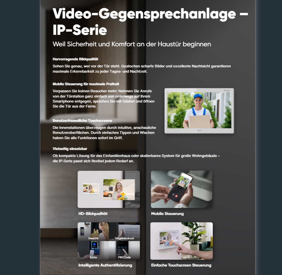 Türsprechsystem 1-Fam DS-KIS603-P mit 2MP Türstation 7zoll Monitor RFID Leser LAN PoE 12V WiFi APP